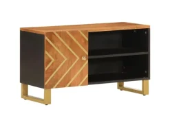 vidaXL TV-Schrank Braun und Schwarz 80x31,5x46 cm Massivholz Mango