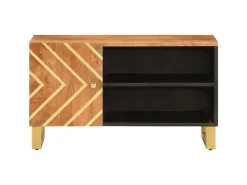 vidaXL TV-Schrank Braun und Schwarz 80x31,5x46 cm Massivholz Mango