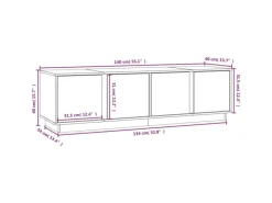 vidaXL TV-Schrank Grau 140x40x40 cm Massivholz Kiefür