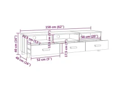 Clearance vidaXL TV-Schrank HAMAR Dunkelgrau 158x40x40 cm Massivholz Kiefür