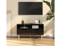 vidaXL TV-Schrank Hochglanz-Schwarz 90x40x48,5 cm Holzwerkstoff