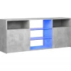 vidaXL TV-Schrank mit LED-Leuchten Betongrau 120x30x50 cm