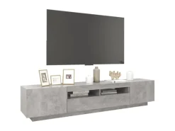 New vidaXL TV-Schrank mit LED-Leuchten Betongrau 200x35x40 cm