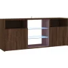 vidaXL TV-Schrank mit LED-Leuchten Braun Eichen-Optik 120x30x50 cm