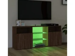 vidaXL TV-Schrank mit LED-Leuchten Braun Eichen-Optik 120x30x50 cm