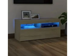 Online vidaXL TV-Schrank mit LED-Leuchten Sonoma-Eiche 90x35x40 cm