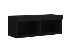 vidaXL TV-Schrank mit LED-Leuchten Schwarz 80x30x30 cm
