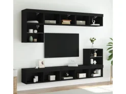 vidaXL TV-Schrank mit LED-Leuchten Schwarz 80x30x30 cm