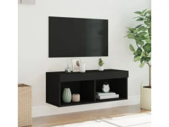 vidaXL TV-Schrank mit LED-Leuchten Schwarz 80x30x30 cm