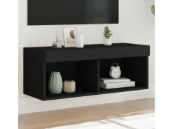 vidaXL TV-Schrank mit LED-Leuchten Schwarz 80x30x30 cm