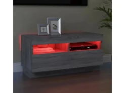 vidaXL TV-Schrank mit LED-Leuchten Grau Sonoma 80x35x40 cm