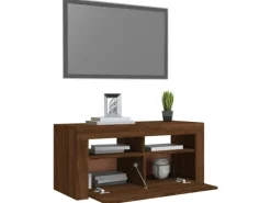 vidaXL TV-Schrank mit LED-Leuchten Braun Eichen-Optik 90x35x40 cm Modell 2