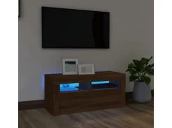 vidaXL TV-Schrank mit LED-Leuchten Braun Eichen-Optik 90x35x40 cm Modell 2