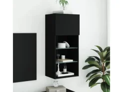 vidaXL TV-Schrank mit LED-Leuchten Schwarz 40,5x30x90 cm