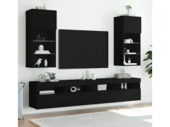 vidaXL TV-Schrank mit LED-Leuchten Schwarz 40,5x30x90 cm