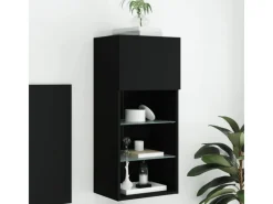 vidaXL TV-Schrank mit LED-Leuchten Schwarz 40,5x30x90 cm