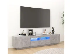 vidaXL TV-Schrank mit LED-Leuchten Betongrau 180x35x40 cm 2