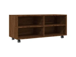 Outlet vidaXL TV-Schrank mit Rollen Braun Eiche 90x35x35 cm Holzwerkstoff