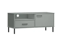 Outlet vidaXL TV-Schrank OSLO mit Metallbeinen Grau Massivholz Kiefür Modell 3