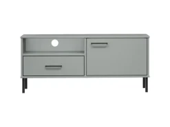 Outlet vidaXL TV-Schrank OSLO mit Metallbeinen Grau Massivholz Kiefür Modell 3