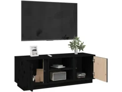 Online vidaXL TV-Schrank Schwarz 110x35x40,5 cm Massivholz Kiefür Modell 1