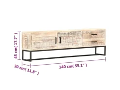 vidaXL TV-Schrank Weiß 140 × 30 × 45 cm Massivholz Akazie