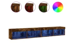 vidaXL TV-Schränke mit LED-Leuchten 2 Stk. Räuchereiche 100x30x30 cm