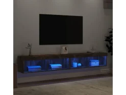 vidaXL TV-Schränke mit LED-Leuchten 2 Stk. Räuchereiche 100x30x30 cm