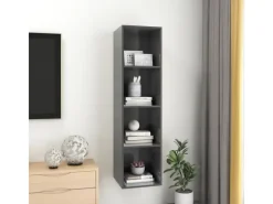 vidaXL TV-Wandschrank Hochglanz-Grau 37x37x142,5 cm Holzwerkstoff