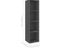 vidaXL TV-Wandschrank Hochglanz-Grau 37x37x142,5 cm Holzwerkstoff