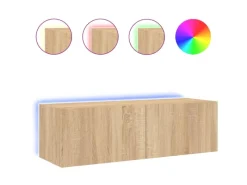 vidaXL TV-Wandschrank mit LED-Leuchten Sonoma-Eiche 100x35x31 cm