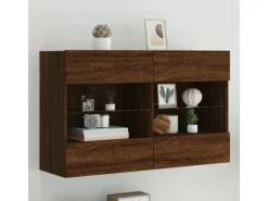 vidaXL TV-Wandschrank mit LED-Leuchten Braun Eichen-Optik 3