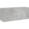 vidaXL TV-Wandschrank mit LED-Leuchten Betongrau 100x35x41 cm