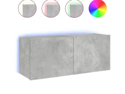 vidaXL TV-Wandschrank mit LED-Leuchten Betongrau 100x35x41 cm
