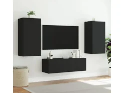 vidaXL TV-Wandschrank mit LED-Leuchten Schwarz 40,5x35x80 cm