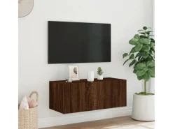 vidaXL TV-Wandschrank mit LED-Leuchten Braun Eichen-Optik 80x35x31 cm