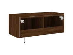 vidaXL TV-Wandschrank mit LED-Leuchten Braun Eichen-Optik 80x35x31 cm