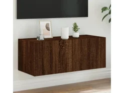 vidaXL TV-Wandschrank mit LED-Leuchten Braun Eichen-Optik 80x35x31 cm