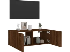 vidaXL TV-Wandschrank mit LED-Leuchten Braun Eichen-Optik 80x35x31 cm