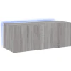 vidaXL TV-Wandschrank mit LED-Leuchten Grau Sonoma 80x35x31 cm