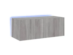 vidaXL TV-Wandschrank mit LED-Leuchten Grau Sonoma 80x35x31 cm