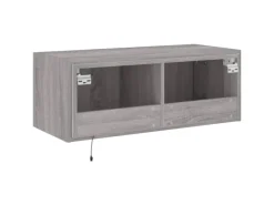 vidaXL TV-Wandschrank mit LED-Leuchten Grau Sonoma 80x35x31 cm