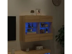 vidaXL TV-Wandschrank mit LED-Leuchten Sonoma-Eiche 78,5x30x60,5 cm