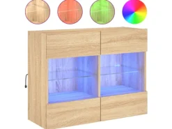 vidaXL TV-Wandschrank mit LED-Leuchten Sonoma-Eiche 78,5x30x60,5 cm