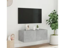 Best vidaXL TV-Wandschrank mit LED-Leuchten Betongrau 80x35x31 cm