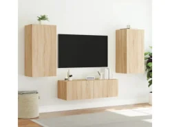 vidaXL TV-Wandschrank mit LED-Leuchten Sonoma-Eiche 40,5x35x80 cm