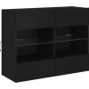 Outlet vidaXL TV-Wandschrank mit LED-Leuchten Schwarz 78,5x30x60,5 cm