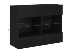 Outlet vidaXL TV-Wandschrank mit LED-Leuchten Schwarz 78,5x30x60,5 cm