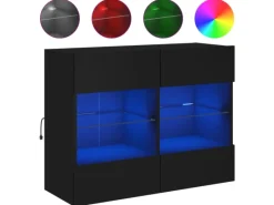 Outlet vidaXL TV-Wandschrank mit LED-Leuchten Schwarz 78,5x30x60,5 cm