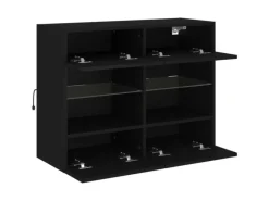 Outlet vidaXL TV-Wandschrank mit LED-Leuchten Schwarz 78,5x30x60,5 cm